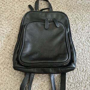 Black Leather Margot Backpack